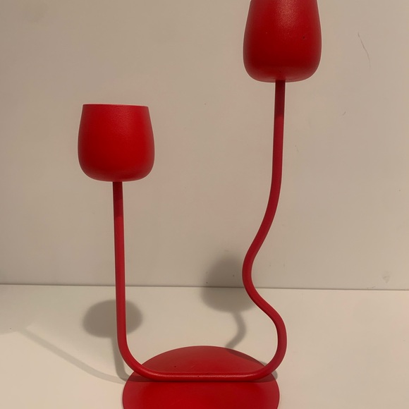 IKEA SILVERPARON Candlestick Tealight Holder Bright Red 11" NWT - Picture 3 of 4
